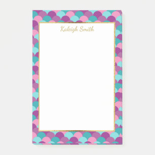 Personalisierte Lila Blue-Gold-Mermaid-Skala Post-it Klebezettel