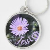 Personalisierte Lila Blume Naturfotografie Schlüsselanhänger (Vorne)