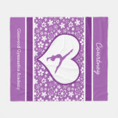 Personalisierte lila Blumen-Muster-Gymnastik Fleecedecke (Vorderseite (Horizontal))