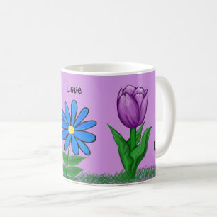 Personalisierte lila Blumengeschenktasse Kaffeetasse