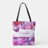 Personalisierte lila Blumenmutter Tasche (Rückseite)