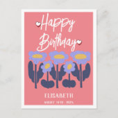 Personalisierte Lila Blütenweibchen Geburtstag Postkarte (Vorderseite)