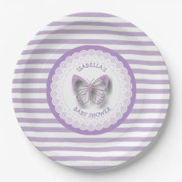 Personalisierte Lila Butterfly Baby Dusche Teller