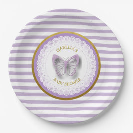 Personalisierte Lila Butterfly Baby Dusche Teller