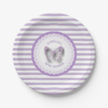 Personalisierte Lila Butterfly Baby Dusche Teller