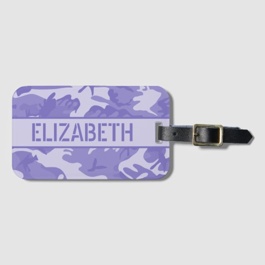 Personalisierte Lila Camouflage Gepäckanhänger (Vorderseite (Horizontal))