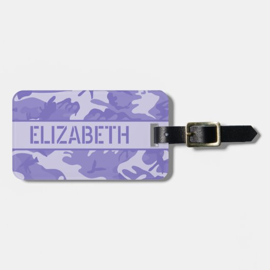 Personalisierte Lila Camouflage Gepäckanhänger (Vorderseite horizontal)