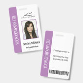 Personalisierte Lila Corporate Employee Security I Ausweis (Front & Back)