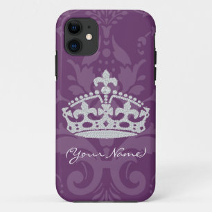 Personalisierte lila Damast-Diamant-Prinzessin Case-Mate iPhone Hülle