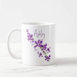 Personalisierte lila Dendrobium-Orchidee Kaffeetasse