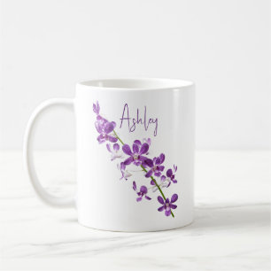 Personalisierte lila Dendrobium-Orchidee Kaffeetasse