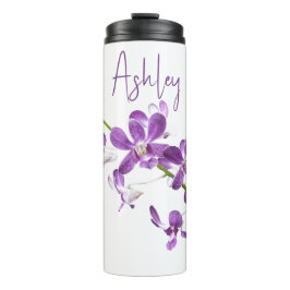 Personalisierte lila Dendrobium-Orchidee Thermosbecher