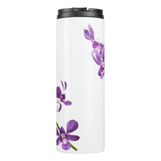 Personalisierte lila Dendrobium-Orchidee Thermosbecher (Rückseite)