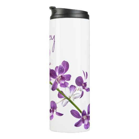 Personalisierte lila Dendrobium-Orchidee Thermosbecher (Nach rechts gedreht)