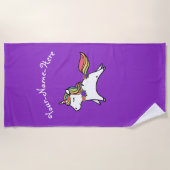 Personalisierte Lila einhornblaue und rosa Blume Strandtuch (Vorderseite)