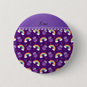 Personalisierte lila Eulenregenbogennamenssterne Button