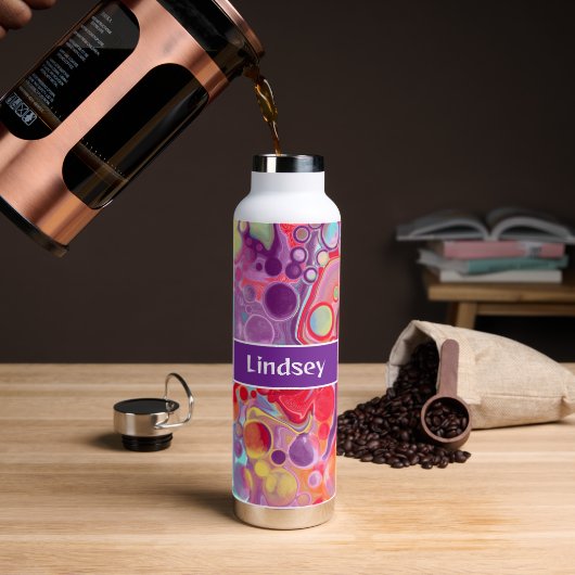 Personalisierte Lila Farbblende Trinkflasche (Kaffee)