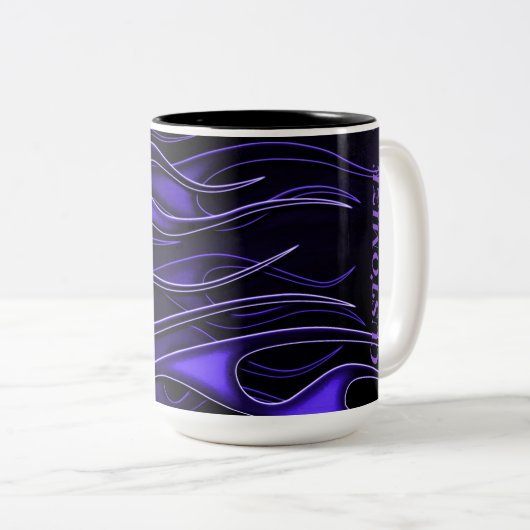 Personalisierte Lila Flammen Zweifarbige Tasse (VorderseiteRechts)