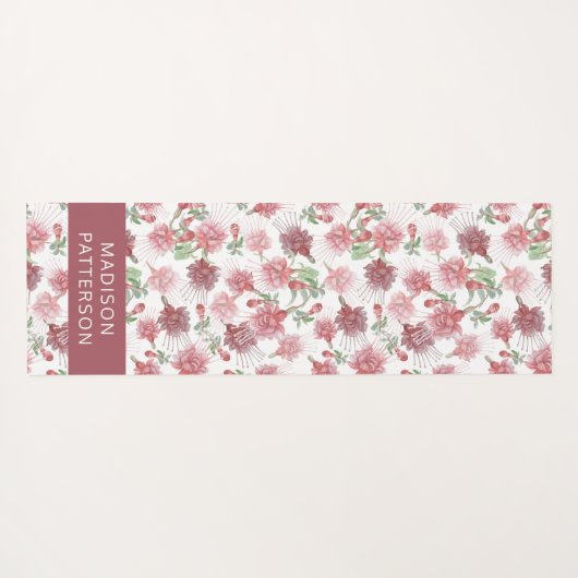 Personalisierte Lila Fuchsia-Blume Yogamatte (Rückseite (Horizontal))