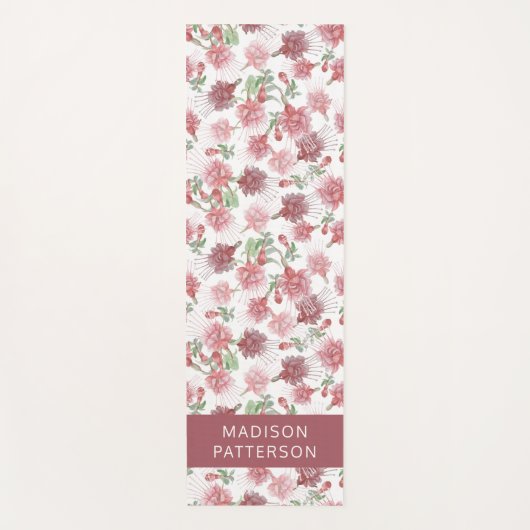 Personalisierte Lila Fuchsia-Blume Yogamatte (Vorderseite)