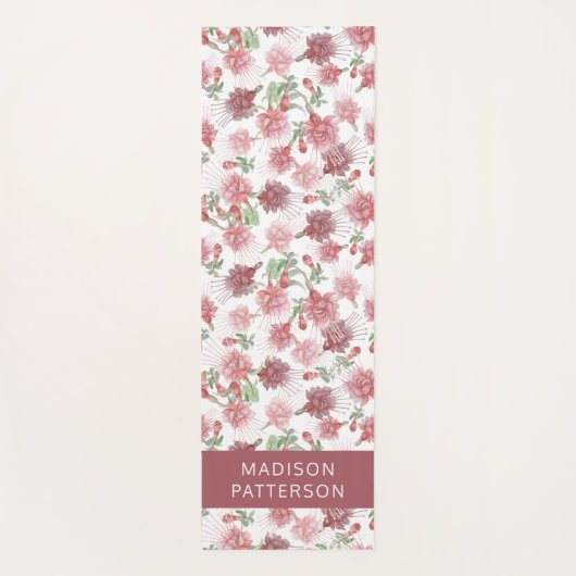 Personalisierte Lila Fuchsia-Blume Yogamatte (Rückseite)
