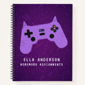 Personalisierte Lila Gaming-Controller-Schule Notizblock (Vorderseite)