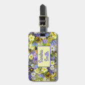 Personalisierte Lila Gelbe Gartenanlage Blume Gepäckanhänger (Vorderseite vertikal)