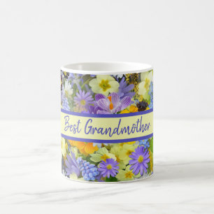 Personalisierte Lila Gelbe Gartenanlage Blume Kaffeetasse
