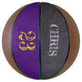 Personalisierte Lila Gelbgoldzahl Basketball (Vertikal)