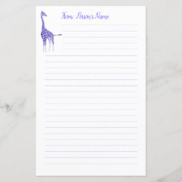 Personalisierte Lila Giraffe Lined Stationery