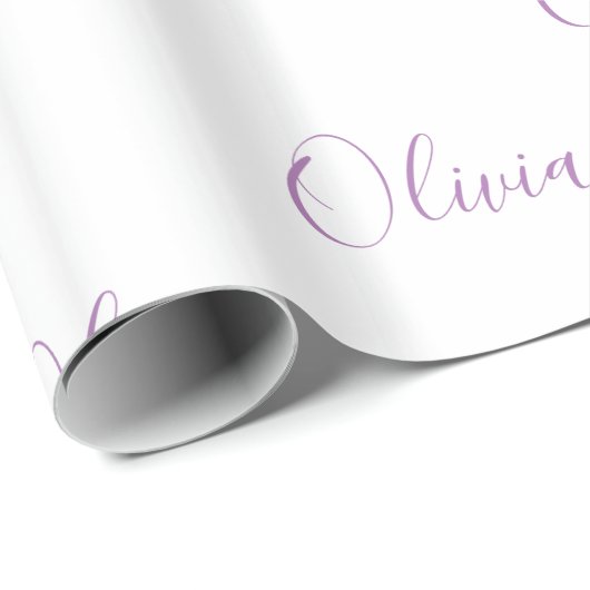 Personalisierte Lila Girly Elegante Name Geschenkpapier (Rolleneckpunkt)