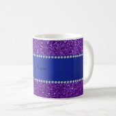 Personalisierte lila Glitternamensdiamanten Kaffeetasse (VorderseiteRechts)