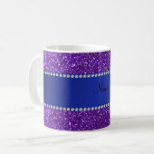 Personalisierte lila Glitternamensdiamanten Kaffeetasse (Vorderseite Links)