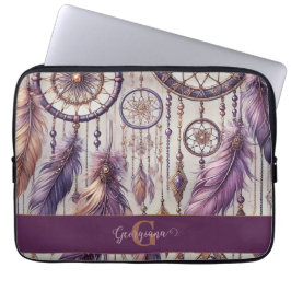 Personalisierte Lila & Gold Boho Dreamcatcher Laptopschutzhülle