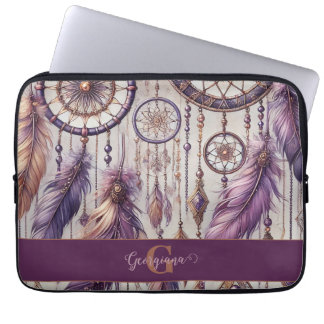 Personalisierte Lila & Gold Boho Dreamcatcher Laptopschutzhülle