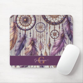 Personalisierte Lila & Gold Boho Dreamcatcher Mousepad