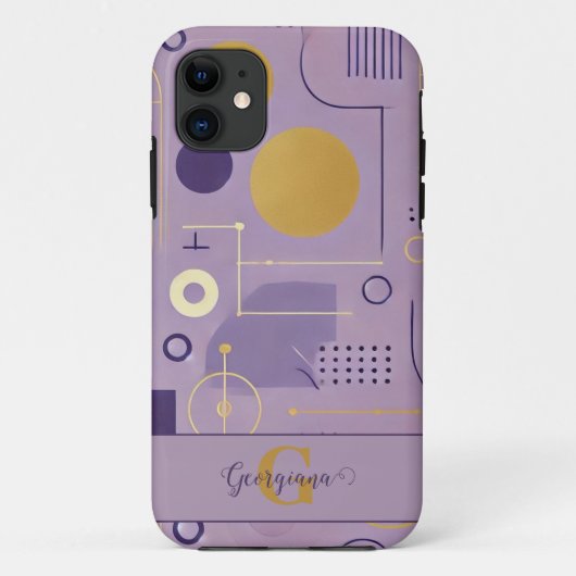 Personalisierte Lila & goldene skandinavische Mini Case-Mate iPhone Hülle (Rückseite)