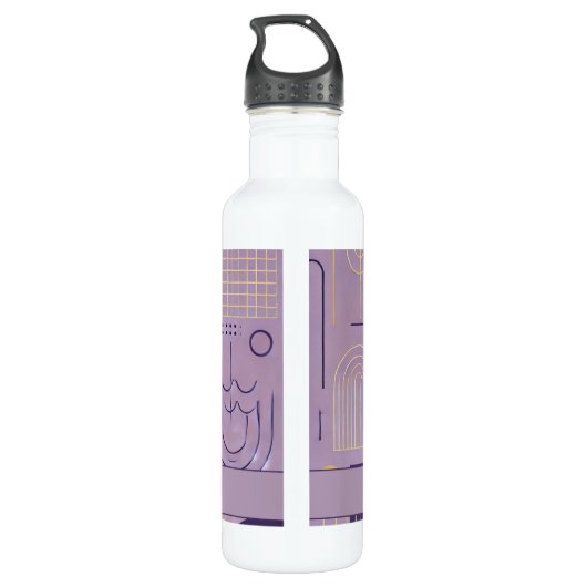 Personalisierte Lila & goldene skandinavische Mini Edelstahlflasche (Rückseite)