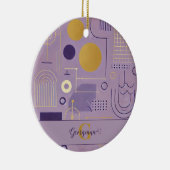 Personalisierte Lila & goldene skandinavische Mini Keramik Ornament (Rechts)
