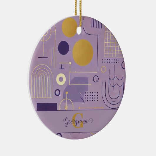 Personalisierte Lila & goldene skandinavische Mini Keramik Ornament (Rechts)