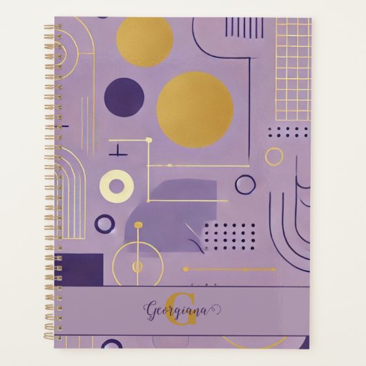 Personalisierte Lila & goldene skandinavische Mini Planer (Vorderseite)