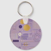Personalisierte Lila & goldene skandinavische Mini Schlüsselanhänger (Rückseite)