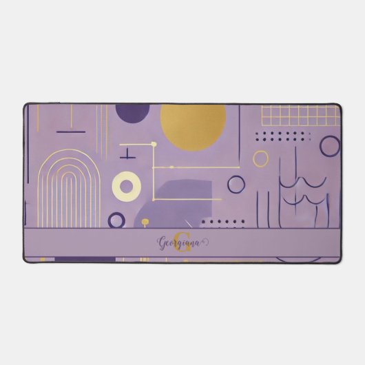 Personalisierte Lila & goldene skandinavische Mini Schreibtischunterlage (Vorderseite)