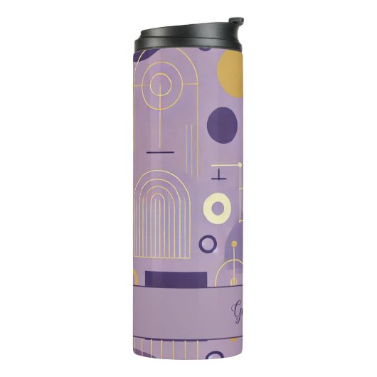 Personalisierte Lila & goldene skandinavische Mini Thermosbecher (Nach links gedreht)