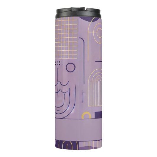 Personalisierte Lila & goldene skandinavische Mini Thermosbecher (Rückseite)