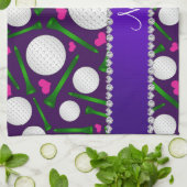 Personalisierte lila Golfball-T-Shirtsnamensherzen Handtuch (Gefaltet)