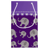 Personalisierte lila graue Namenselefanten Kleine Geschenktüte (Rückseite)