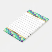 Personalisierte Lila Green Gold Mermaid Scales 4x6 Post-it Klebezettel (angewinkelt)