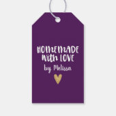 Personalisierte Lila hausgemachte Liebe Herz Geschenkanhänger (Rückseite)