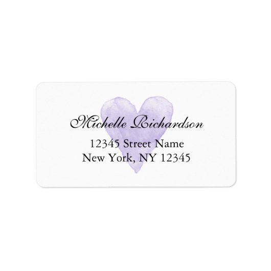 Personalisierte lila Herzadressen Adressaufkleber (Vorne)